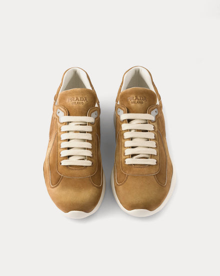 Prada America's Cup Suede Cinnamon Low Top Sneakers - 2