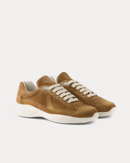Prada America's Cup Suede Cinnamon Low Top Sneakers - 3