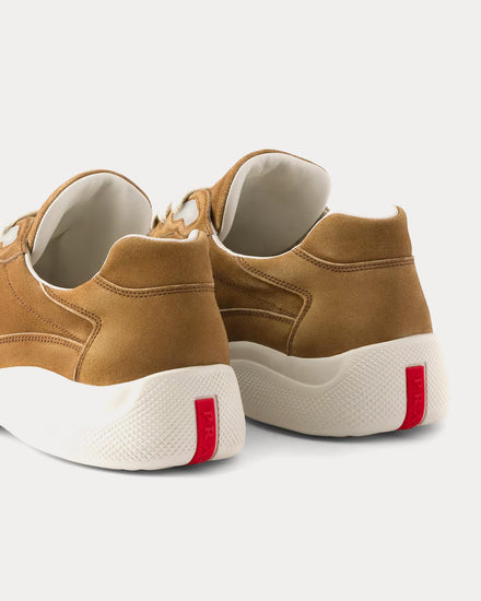 Prada America's Cup Suede Cinnamon Low Top Sneakers - 4