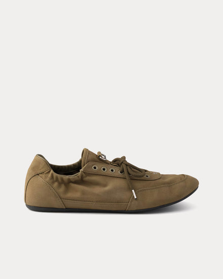Prada Collapse Canvas Military Green Low Top Sneakers - 1