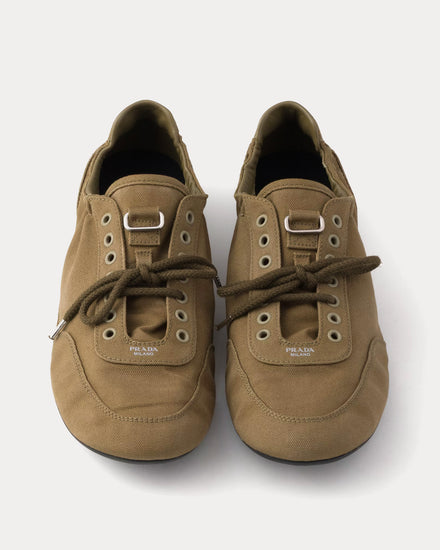 Prada Collapse Canvas Military Green Low Top Sneakers - 2