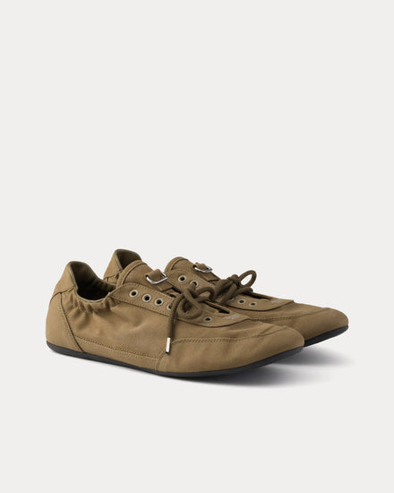 Prada Collapse Canvas Military Green Low Top Sneakers - 3