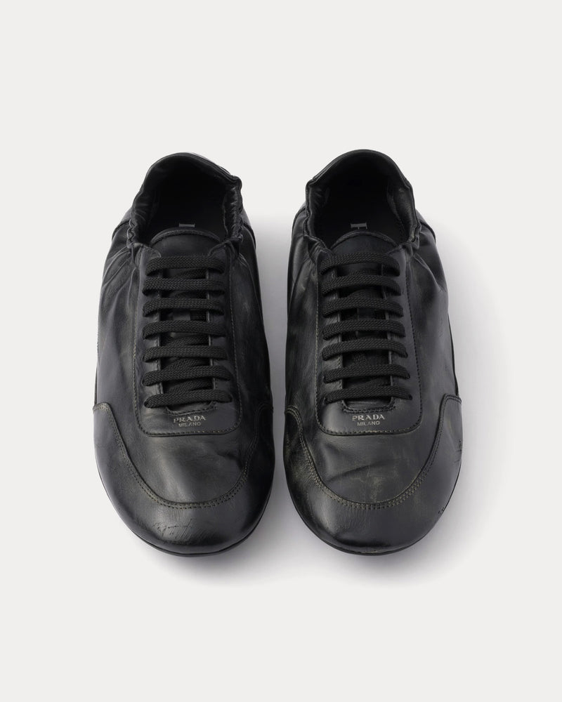 Prada Collapse Leather Black Low Top Sneakers - 2