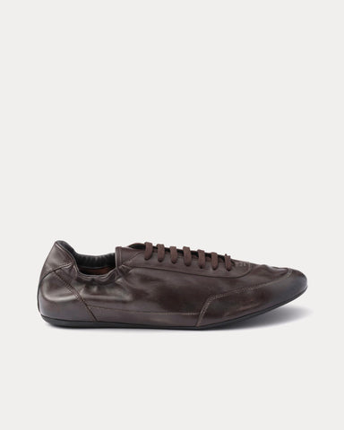 Prada Collapse Leather Dark Brown Low Top Sneakers
