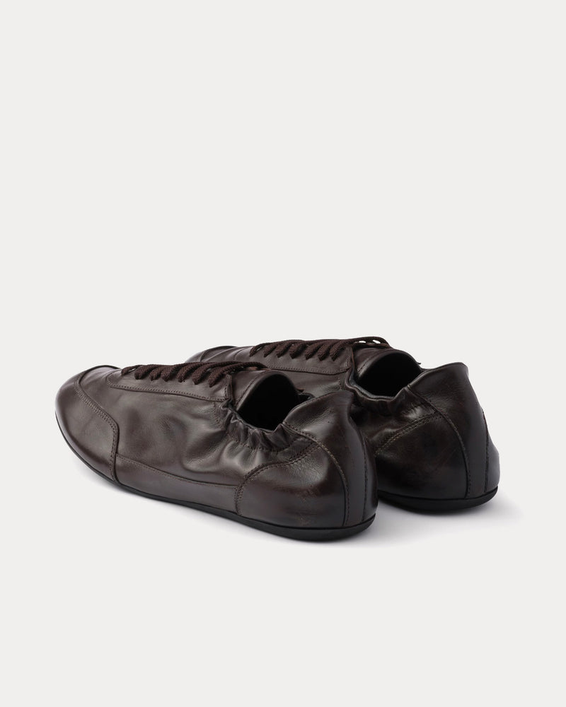 Prada Collapse Leather Dark Brown Low Top Sneakers - 4