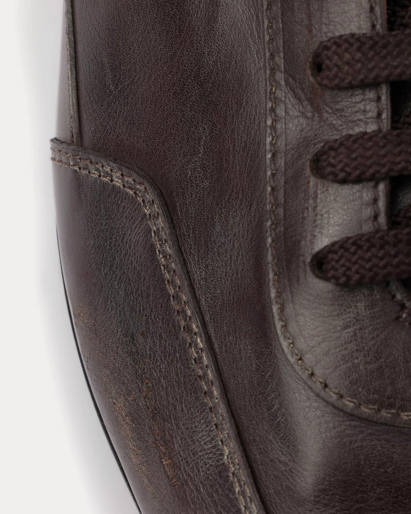 Prada Collapse Leather Dark Brown Low Top Sneakers - 5