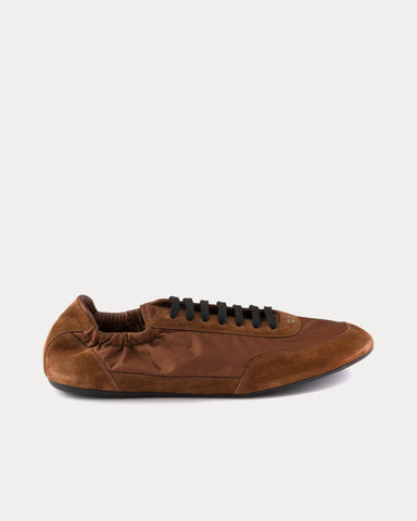 Prada Collapse Re-Nylon & Suede Palisander Low Top Sneakers