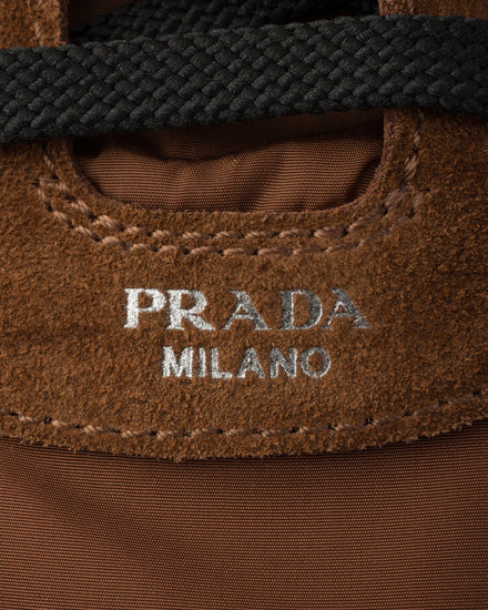 Prada Collapse Re-Nylon & Suede Palisander Low Top Sneakers - 5