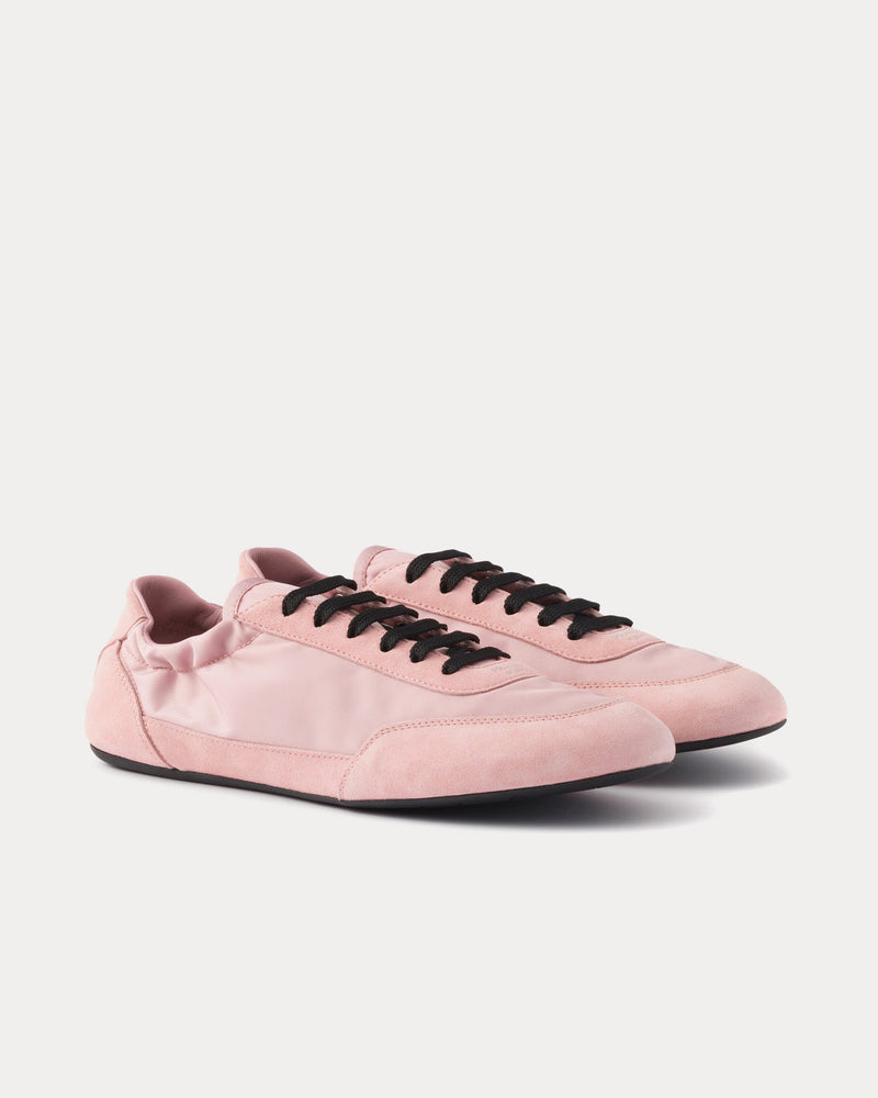 Prada Collapse Re-Nylon & Suede Peach Low Top Sneakers - 3