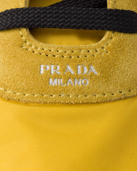 Prada Collapse Re-Nylon & Suede Topaz Low Top Sneakers - 5