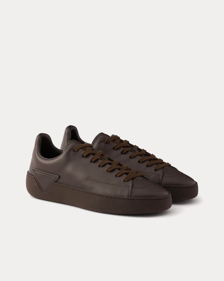 Prada Court Leather Coffee Low Top Sneakers - 3