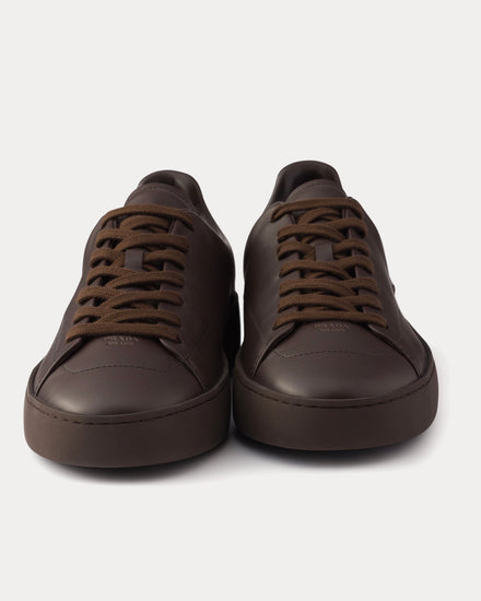 Prada Court Leather Coffee Low Top Sneakers - 5