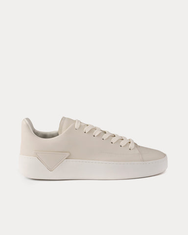 Prada Court Leather Chalk White Low Top Sneakers