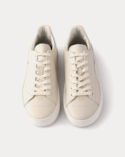 Prada Court Leather Chalk White Low Top Sneakers - 2