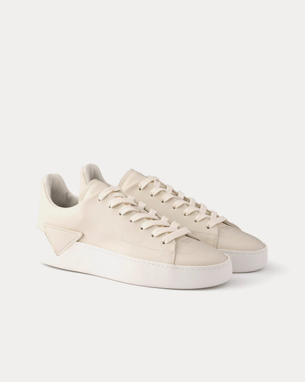 Prada Court Leather Chalk White Low Top Sneakers - 3