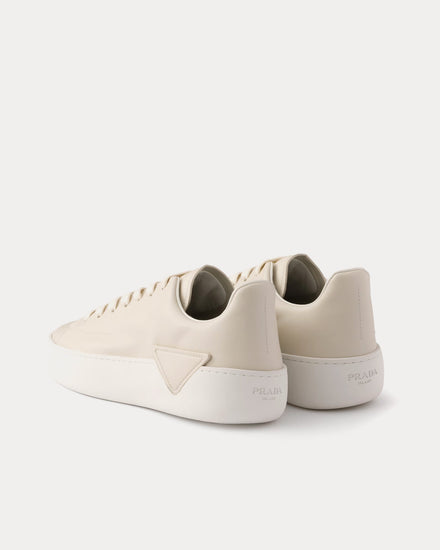 Prada Court Leather Chalk White Low Top Sneakers - 4
