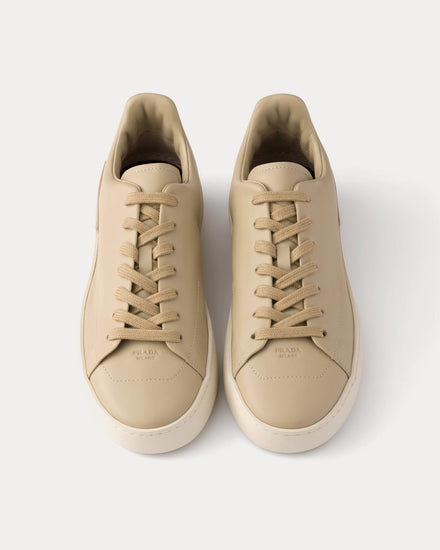 Prada Court Leather Desert Beige Low Top Sneakers - 2