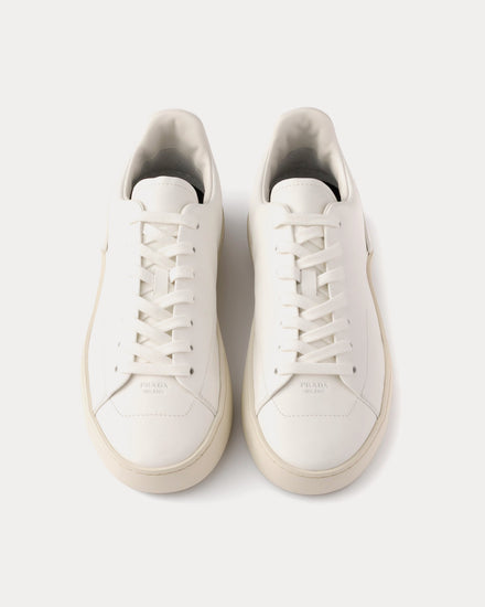 Prada Court Leather White Low Top Sneakers - 2