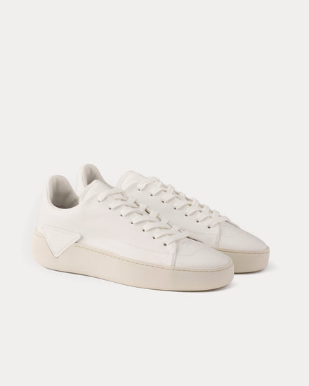 Prada Court Leather White Low Top Sneakers - 3