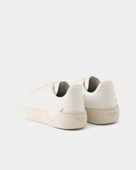 Prada Court Leather White Low Top Sneakers - 4