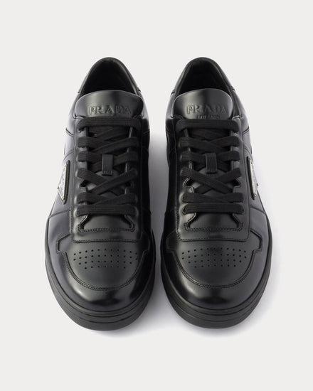 Prada Downtown Leather Black Low Top Sneakers - 2