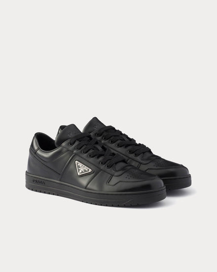 Prada Downtown Leather Black Low Top Sneakers - 3