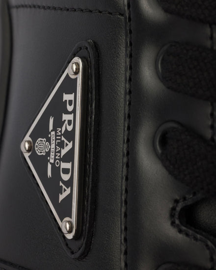 Prada Downtown Leather Black Low Top Sneakers - 6