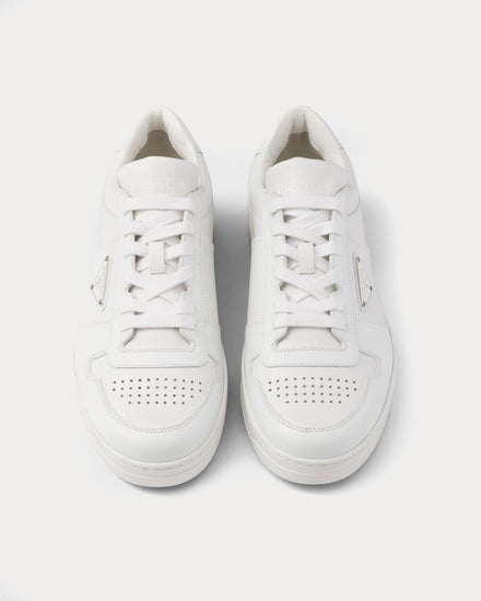 Prada Downtown Leather White Low Top Sneakers - 2