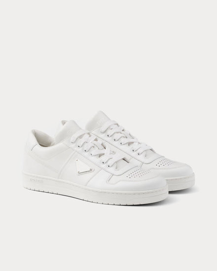 Prada Downtown Leather White Low Top Sneakers - 3