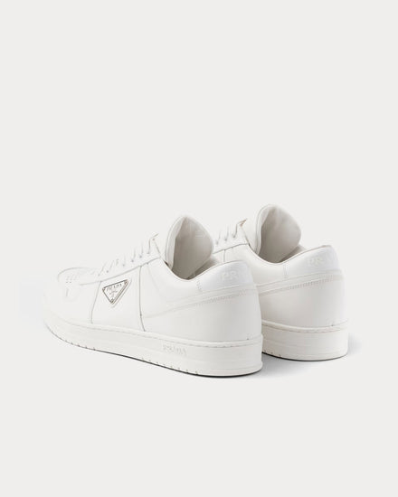 Prada Downtown Leather White Low Top Sneakers - 4