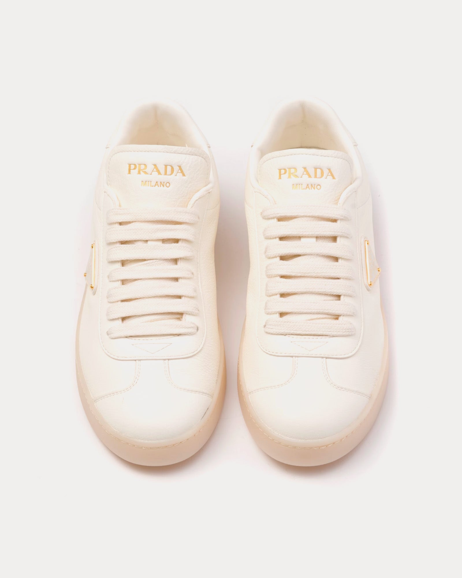 Prada - Leather Ivory Low Top Sneakers