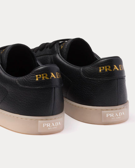 Prada Men's Lane Leather Black Low Top Sneakers & Trainers