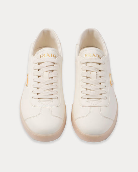 Prada Men's Lane Leather Ivory Low Top Sneakers & Trainers