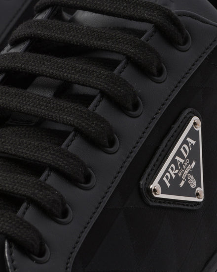 Prada Leather & Re-Nylon Black Low Top Sneakers - 4