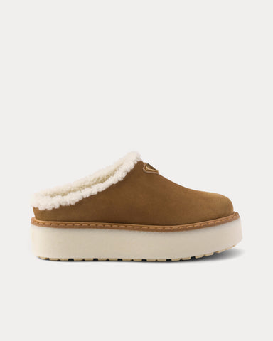 Prada Platform Suede Cinnamon Mules
