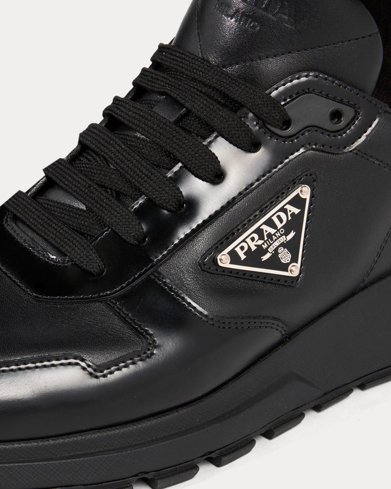 Prada Men's Prax 01 Leather Black Low Top Sneakers
