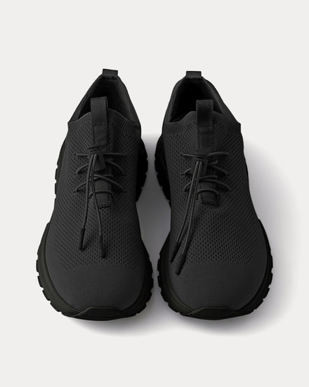 Prada Prax Stretch Knit Black Low Top Sneakers - 2