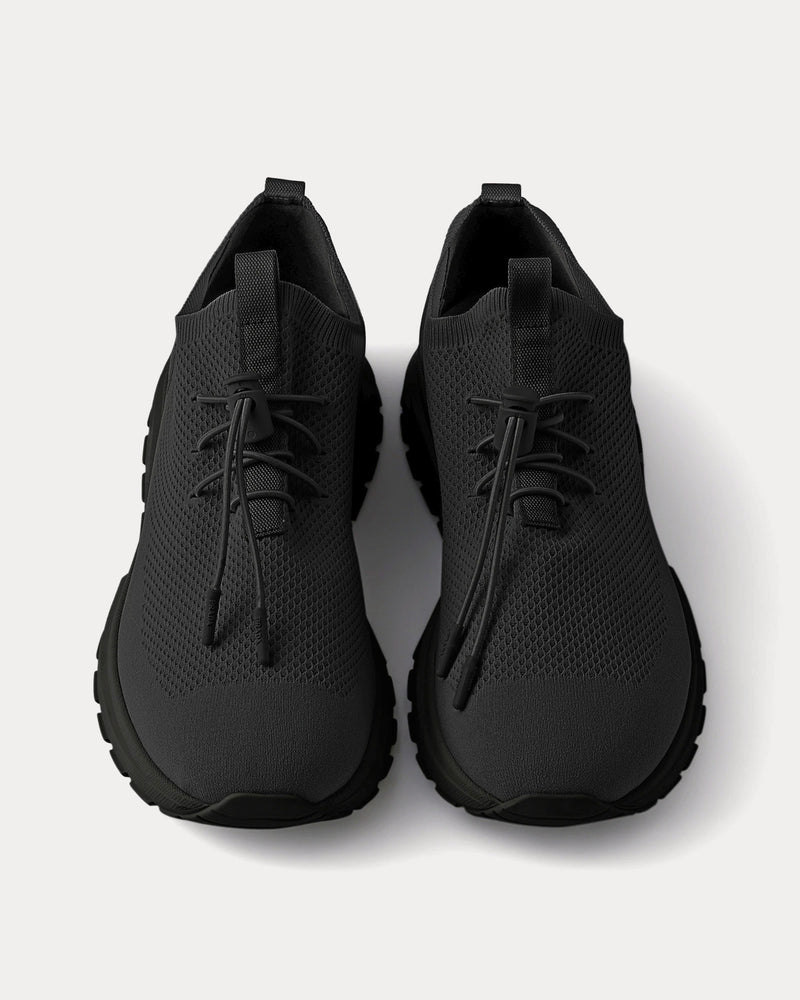 Prada Prax Stretch Knit Black Low Top Sneakers - 2
