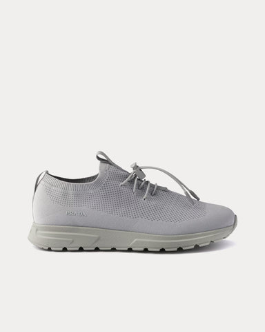 Prada Prax Stretch Knit Cloudy Grey Low Top Sneakers