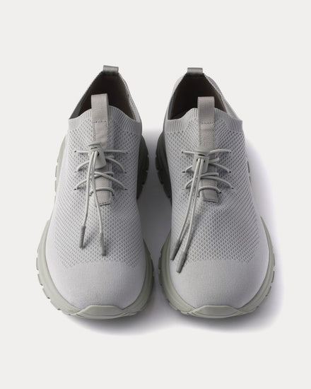 Prada Prax Stretch Knit Cloudy Grey Low Top Sneakers - 2