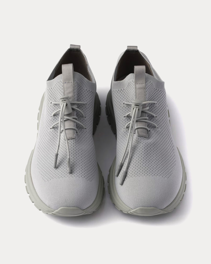 Prada Prax Stretch Knit Cloudy Grey Low Top Sneakers - 2