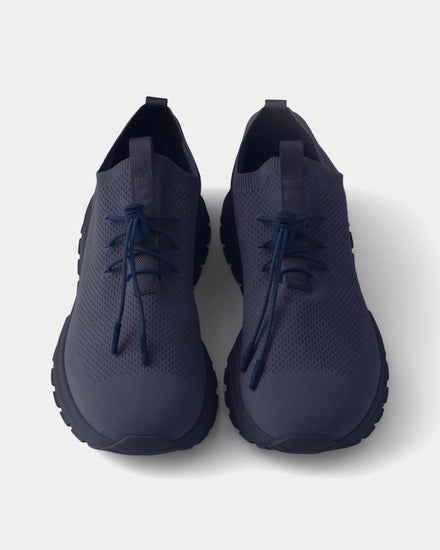 Prada Prax Stretch Knit Navy Low Top Sneakers - 2