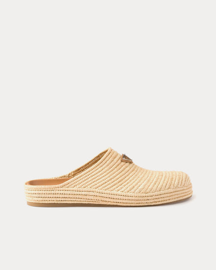 Prada Raffia Natural Mules - 1