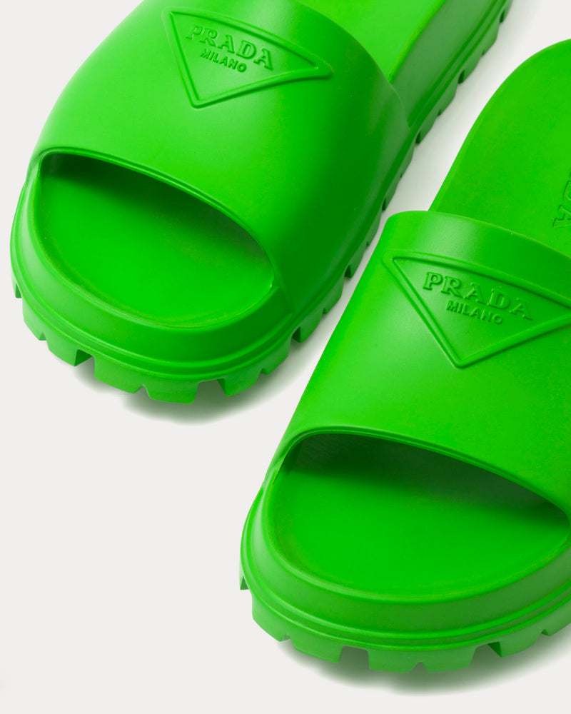 Prada Rubber Apple Green Slides - 2