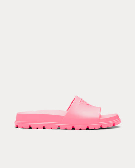 Prada Rubber Begonia Pink Slides - 1