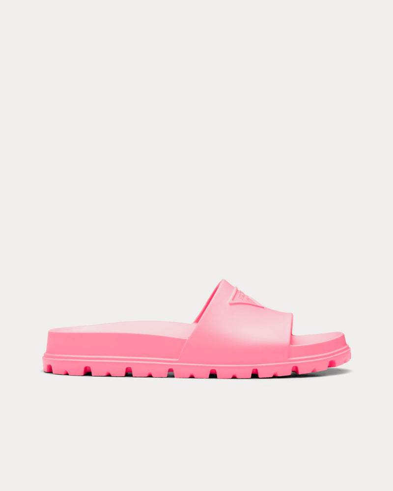 Prada Rubber Begonia Pink Slides - 1