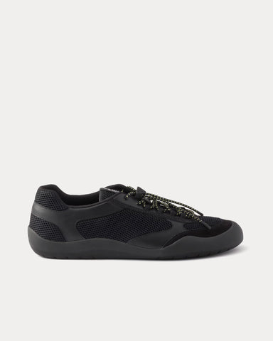 Prada Speedrock Leather & Mesh Black Low Top Sneakers