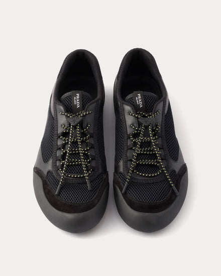Prada Speedrock Leather & Mesh Black Low Top Sneakers - 2