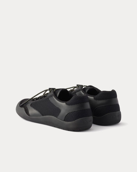 Prada Speedrock Leather & Mesh Black Low Top Sneakers - 4