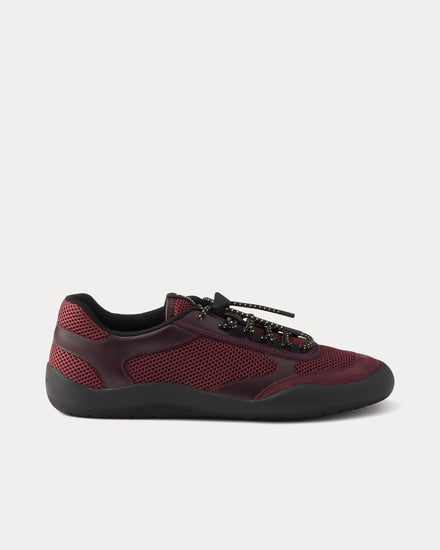 Prada Speedrock Mesh Burgundy Low Top Sneakers - 1